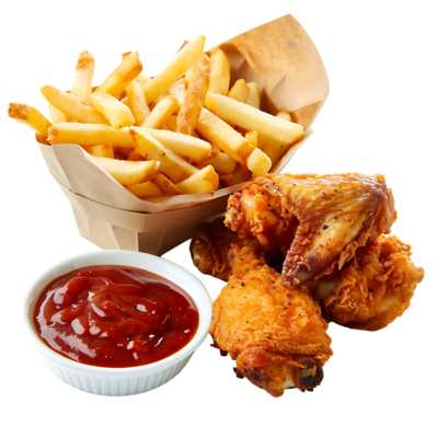 Chicken Wings with Fries